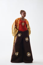 Editorial styling 6 of the ÌGBÀANÌ Aureline Kimono, Shellwork Trousers and Ember Clay Tank